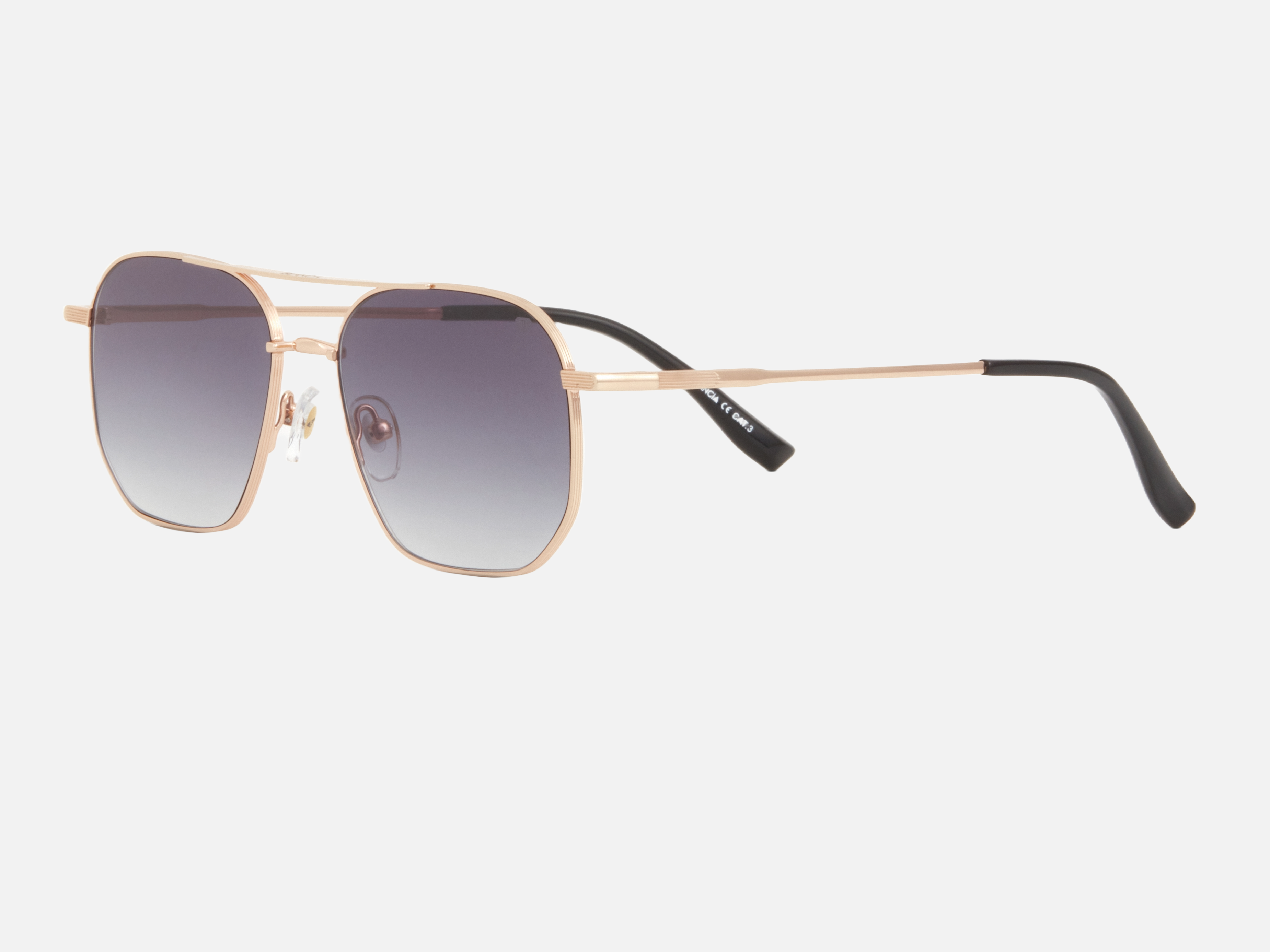 Blancia Milano BC 1318 C3 pilot sunglasses for men in full rim metal, with gold frame, and gradient grey lenses. 57mm in lens size, 16mm in bridge size, and 148mm in temple length.