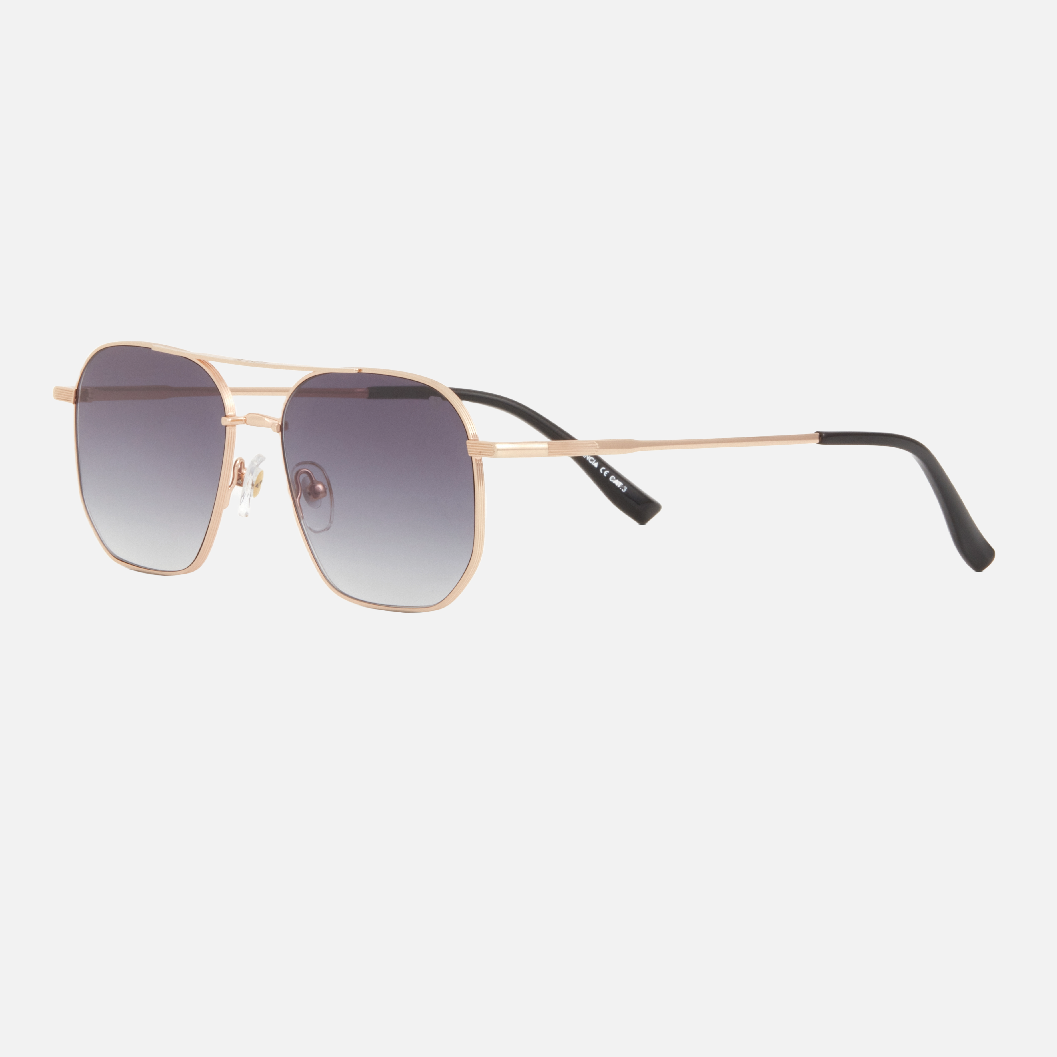 Blancia Milano BC 1318 C3 pilot sunglasses for men in full rim metal, with gold frame, and gradient grey lenses. 57mm in lens size, 16mm in bridge size, and 148mm in temple length.