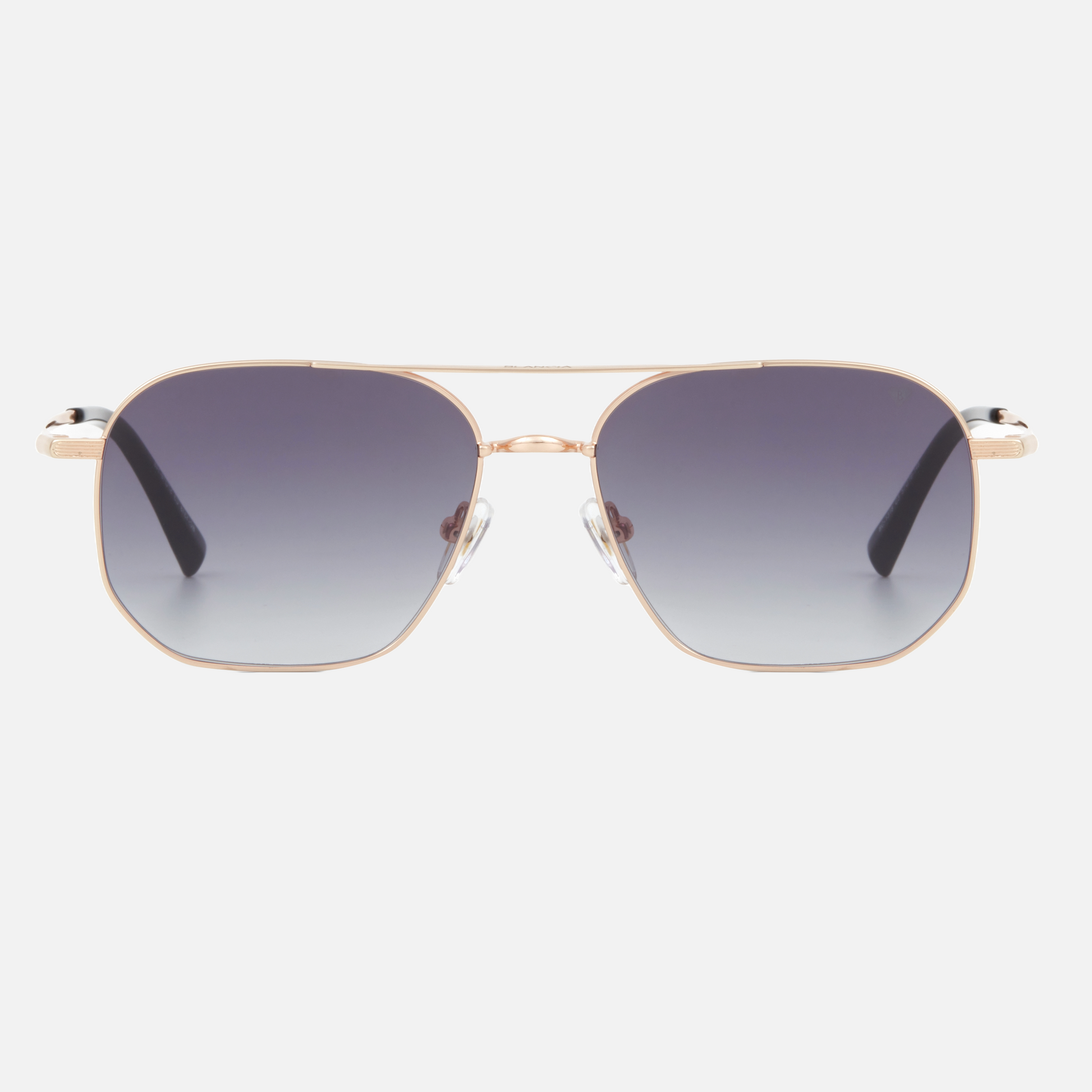 Blancia Milano BC 1318 C3 pilot sunglasses for men in full rim metal, with gold frame, and gradient grey lenses. 57mm in lens size, 16mm in bridge size, and 148mm in temple length.