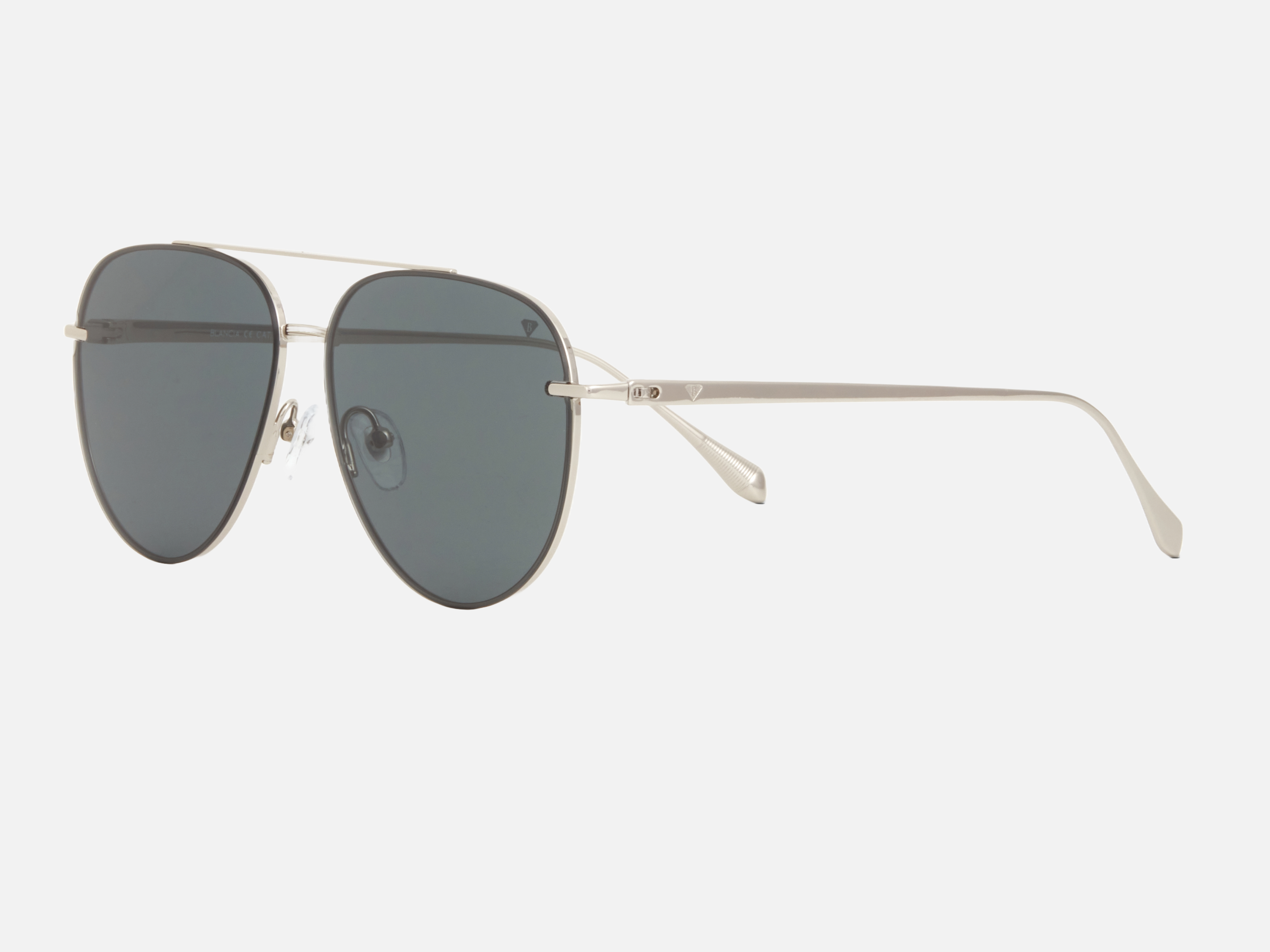 Blancia Milano BC 1319 C2 pilot sunglasses for men in full rim metal, with silver frame, and grey lenses. 60mm in lens size, 13mm in bridge size, and 145mm in temple length.