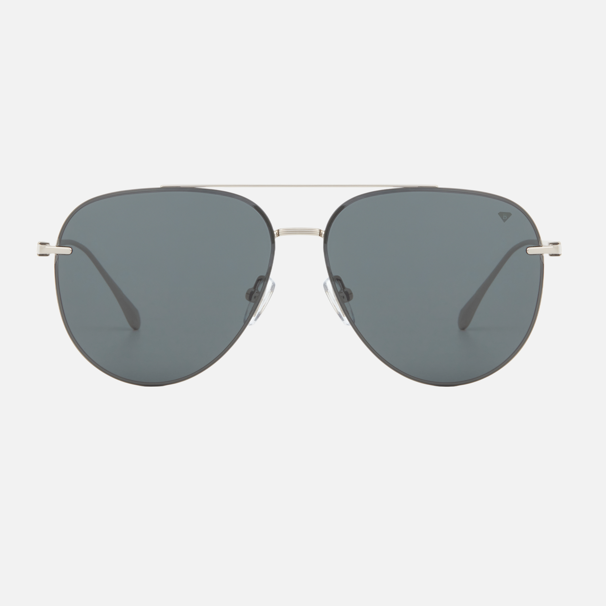 Blancia Milano BC 1319 C2 pilot sunglasses for men in full rim metal, with silver frame, and grey lenses. 60mm in lens size, 13mm in bridge size, and 145mm in temple length.