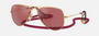 Ray-Ban Junior Aviator Kids RJ9506S 223/B5 pilot sunglasses for kids in full rim metal, with polished arista gold
  frame, and red hiper 8 mirror lenses. 52mm in lens size, 14mm in bridge size, and 125mm in temple length.