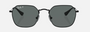 Ray-Ban Junior RJ9594S 287/81 irregular sunglasses for kids in full rim metal, with polished black frame, and dark grey polarized lenses. 49mm in lens size, 19mm in bridge size, and 130mm in temple length.