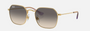 Ray-Ban Junior RJ9594S 292/11 irregular sunglasses for kids in full rim metal, with gold frame, and grey lenses. 49mm in lens size, 19mm in bridge size, and 130mm in temple length.