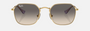 Ray-Ban Junior RJ9594S 292/11 irregular sunglasses for kids in full rim metal, with gold frame, and grey lenses. 49mm in lens size, 19mm in bridge size, and 130mm in temple length.