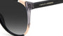 Carolina Herrera CH 0063/S KDX oval sunglasses for women in full rim plastic, with black nude frame, and gradient grey lenses. 58mm in lens size, 17mm in bridge size, and 145mm in temple length.