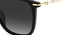 Carolina Herrera HER 0100/G/S 807 square sunglasses for women in full rim plastic, with black frame, and gradient grey lenses. 56mm in lens size, 16mm in bridge size, and 145mm in temple length.