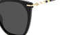 Carolina Herrera HER 0091/S 807 square sunglasses for women in full rim plastic, with black frame, and grey lenses. 56mm in lens size, 20mm in bridge size, and 145mm in temple length.
