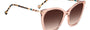 Carolina Herrera HER 0091/S L93 square sunglasses for women in full rim plastic, with transparent pink frame, and gradient pink lenses. 56mm in lens size, 20mm in bridge size, and 145mm in temple length.