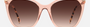 Carolina Herrera HER 0091/S L93 square sunglasses for women in full rim plastic, with transparent pink frame, and gradient pink lenses. 56mm in lens size, 20mm in bridge size, and 145mm in temple length.