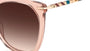 Carolina Herrera HER 0091/S L93 square sunglasses for women in full rim plastic, with transparent pink frame, and gradient pink lenses. 56mm in lens size, 20mm in bridge size, and 145mm in temple length.