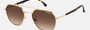 Carrera 303/S 06J pilot sunglasses for unisex in full rim metal, with gold frame, and gradient brown lenses. 53mm in lens size, 19mm in bridge size, and 145mm in temple length.