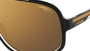 Carrera 1058/S 2M2 pilot sunglasses for men in full rim plastic, with black gold frame, and gradient brown lenses. 63mm in lens size, 11mm in bridge size, and 135mm in temple length.