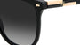 Carolina Herrera HER 0136/S KDX round sunglasses for women in full rim plastic, with black nude frame, and gradient grey lenses. 55mm in lens size, 20mm in bridge size, and 145mm in temple length.
