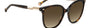 Carolina Herrera HER 0136/S XLT round sunglasses for women in full rim plastic, with havana frame, and gradient grey lenses. 55mm in lens size, 20mm in bridge size, and 143mm in temple length.