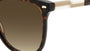 Carolina Herrera HER 0136/S XLT round sunglasses for women in full rim plastic, with havana frame, and gradient grey lenses. 55mm in lens size, 20mm in bridge size, and 143mm in temple length.