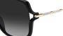 Carolina Herrera HER 0132/G/S 807 square sunglasses for women in full rim plastic, with black frame, and gradient grey lenses. 58mm in lens size, 16mm in bridge size, and 135mm in temple length.