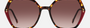 Carolina Herrera HER 0185/S O63 hexagonal sunglasses for women in full rim plastic, with havana red frame, and gradient brown lenses. 55mm in lens size, 18mm in bridge size, and 145mm in temple length.