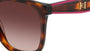 Carolina Herrera HER 0225/G/S 0T4 square sunglasses for women in full rim plastic, with havana pink frame, and gradient brown lenses. 54mm in lens size, 20mm in bridge size, and 145mm in temple length.