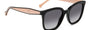 Carolina Herrera HER 0225/G/S 3H2 square sunglasses for women in full rim plastic, with black pink frame, and gradient grey lenses. 54mm in lens size, 20mm in bridge size, and 145mm in temple length.