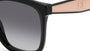 Carolina Herrera HER 0225/G/S 3H2 square sunglasses for women in full rim plastic, with black pink frame, and gradient grey lenses. 54mm in lens size, 20mm in bridge size, and 145mm in temple length.