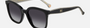 Carolina Herrera HER 0225/G/S BSC square sunglasses for women in full rim plastic, with black grey frame, and gradient grey lenses. 54mm in lens size, 20mm in bridge size, and 145mm in temple length.