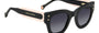 Carolina Herrera HER 0222/S 3H2 square sunglasses for women in full rim plastic, with black pink frame, and gradient grey lenses. 47mm in lens size, 26mm in bridge size, and 145mm in temple length.