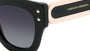 Carolina Herrera HER 0222/S 3H2 square sunglasses for women in full rim plastic, with black pink frame, and gradient grey lenses. 47mm in lens size, 26mm in bridge size, and 145mm in temple length.