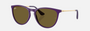 Ray-Ban Junior Erika Kids RJ9060S 717973 phantos sunglasses for kids in full rim injected, with rubber violet frame, and dark brown lenses. 50mm in lens size, 15mm in bridge size, and 130mm in temple length.