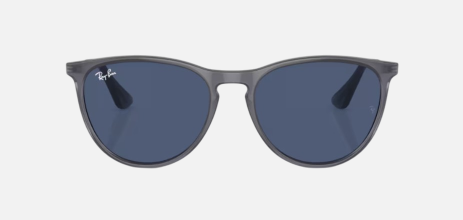 Ray-Ban Junior Erika Kids RJ9060S 713480 phantos sunglasses for kids in full rim injected, with opal blue frame, and dark blue lenses. 50mm in lens size, 15mm in bridge size, and 130mm in temple length.