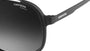 Carrera 1007/S 003 rectangular sunglasses for men in full rim plastic, with matte black frame, and grey lenses. 62mm in lens size, 10mm in bridge size, and 140mm in temple length.
