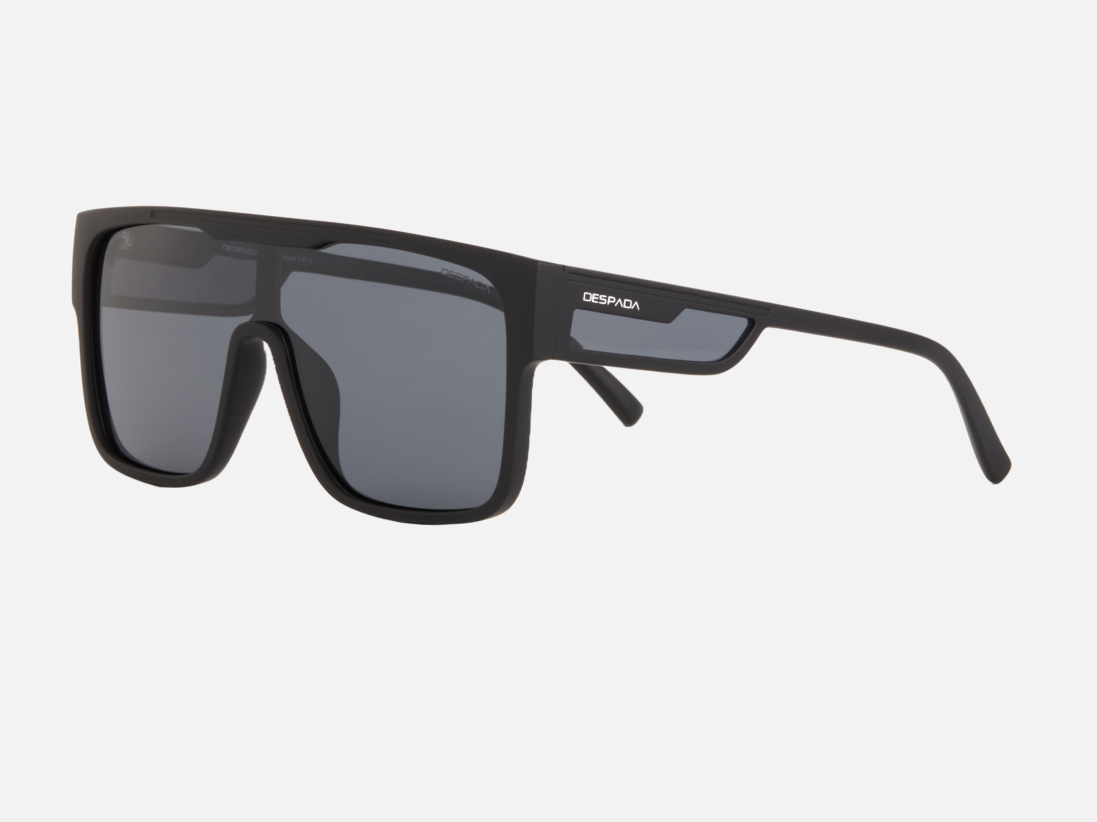 Despada DS 2378 C1 mask sunglasses for unisex in full rim plastic, with black frame, and grey lenses. 130mm in lens size, 0mm in bridge size, and 140mm in temple length.