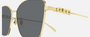 Gucci GG1805SA 001 cat eye sunglasses for women in full rim metal, with gold frame, and grey lenses. 60mm in lens size, 15mm in bridge size, and 145mm in temple length.