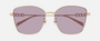 Gucci GG1805SA 003 cat eye sunglasses for women in full rim metal, with gold frame, and violet lenses. 60mm in lens size, 15mm in bridge size, and 145mm in temple length.