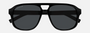 Gucci GG1856S 005 pilot sunglasses for men in full rim plastic, with black frame, and grey lenses. 65mm in lens size, 15mm in bridge size, and 145mm in temple length.