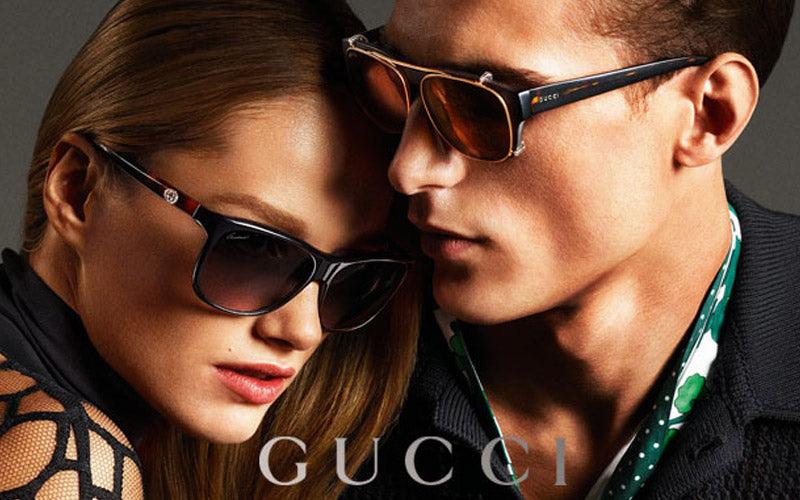 Gucci designer sunglasses worn by men and women, showcasing luxury fashion eyewear styles available in Dubai, UAE.
