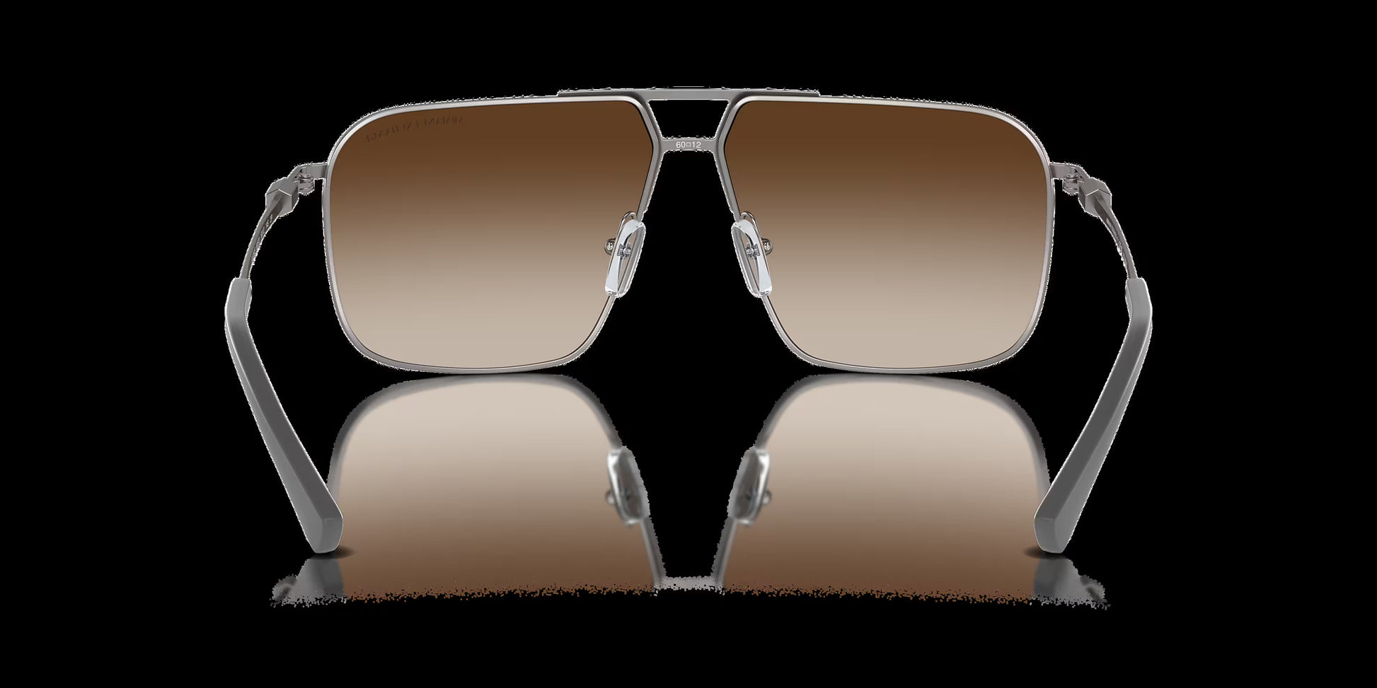 Armani Exchange AX2050S 600373 pilot sunglasses for men in full rim metal, with matte gunmetal frame, and dark brown polarized lenses. 60mm in lens size, 12mm in bridge size, and 136mm in temple length.