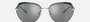 Emporio Armani EA 2133 30156G butterfly sunglasses for women in rimless metal, with shiny silver frame, and gray mirrored silver lenses. 57mm in lens size, 16mm in bridge size, and 140mm in temple length.