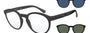 Emporio Armani EA 4152 58011W round sunglasses for men in full rim plastic, with matte black frame, and clear blue green lenses. 52mm in lens size, 21mm in bridge size, and 145mm in temple length.