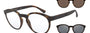 Emporio Armani EA 4152 58021W round sunglasses for men in full rim plastic, with matte havana frame, and clear lenses. 52mm in lens size, 21mm in bridge size, and 145mm in temple length.