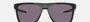 Oakley Leffingwell 01 rectangular sunglasses for men in full rim plastic, with black frame, and grey lenses. 57mm in lens size, 17mm in bridge size, and 134mm in temple length.