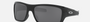 Oakley Turbine 41 rectangular sunglasses for men in full rim plastic, with black frame, and black lenses. 63mm in lens size, 17mm in bridge size, and 132mm in temple length.
