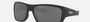 Oakley Turbine 42 rectangular sunglasses for men in full rim plastic, with black frame, and black lenses. 63mm in lens size, 17mm in bridge size, and 132mm in temple length.