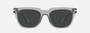 Prada PR 04YS 08U08G square sunglasses for men in full rim acetate, with transparent grey frame, and black lenses. 56mm in lens size, 19mm in bridge size, and 150mm in temple length.