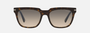Prada PR 04YS 2AU718 square sunglasses for men in full rim acetate, with havana frame, and grey gradient lenses. 56mm in lens size, 19mm in bridge size, and 150mm in temple length.