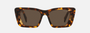 Prada PR 08YS 01V8C1 butterfly sunglasses for women in full rim acetate, with havana frame, and dark brown lenses. 51mm in lens size, 18mm in bridge size, and 145mm in temple length.