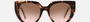 Prada PR 14WS 01R0A6 cat eye sunglasses for women in full rim acetate, with caramel tortoise frame, and brown gradient lenses. 52mm in lens size, 20mm in bridge size, and 140mm in temple length.