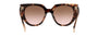 Prada PR 14WS 01R0A6 cat eye sunglasses for women in full rim acetate, with caramel tortoise frame, and brown gradient lenses. 52mm in lens size, 20mm in bridge size, and 140mm in temple length.