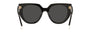 Prada PR 14WS 09Q5S0 cat eye sunglasses for women in full rim acetate, with black talc frame, and dark grey lenses. 52mm in lens size, 20mm in bridge size, and 140mm in temple length.