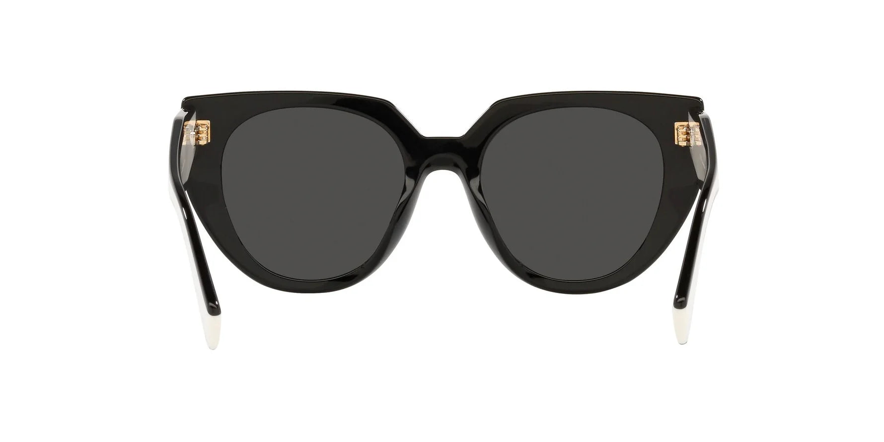 Prada PR 14WS 09Q5S0 cat eye sunglasses for women in full rim acetate, with black talc frame, and dark grey lenses. 52mm in lens size, 20mm in bridge size, and 140mm in temple length.